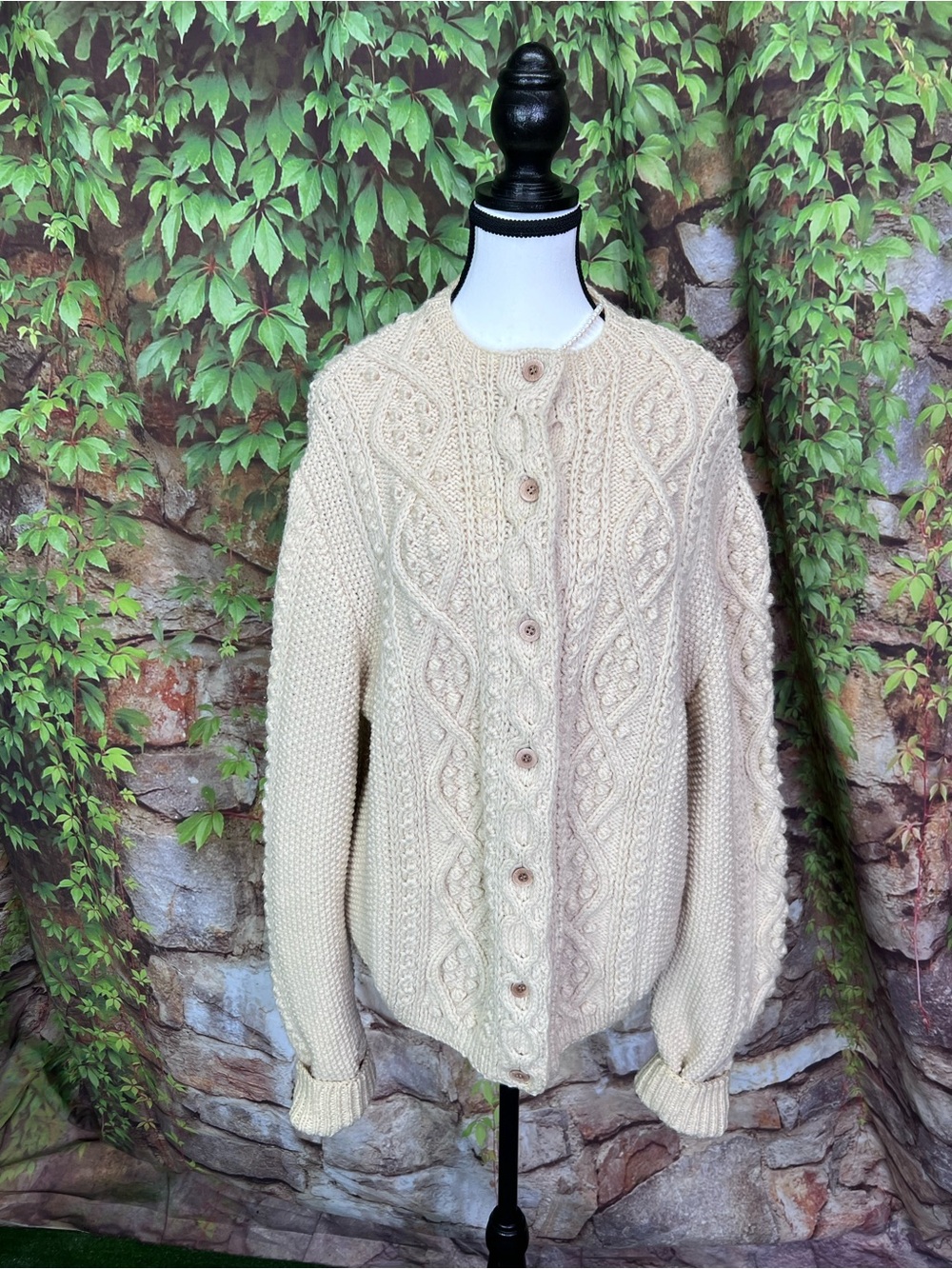 VINTAGE IRISH Heavyweight Cable Knit Heritage Wool Fisherman's Sweater, XL - Picture 2 of 10